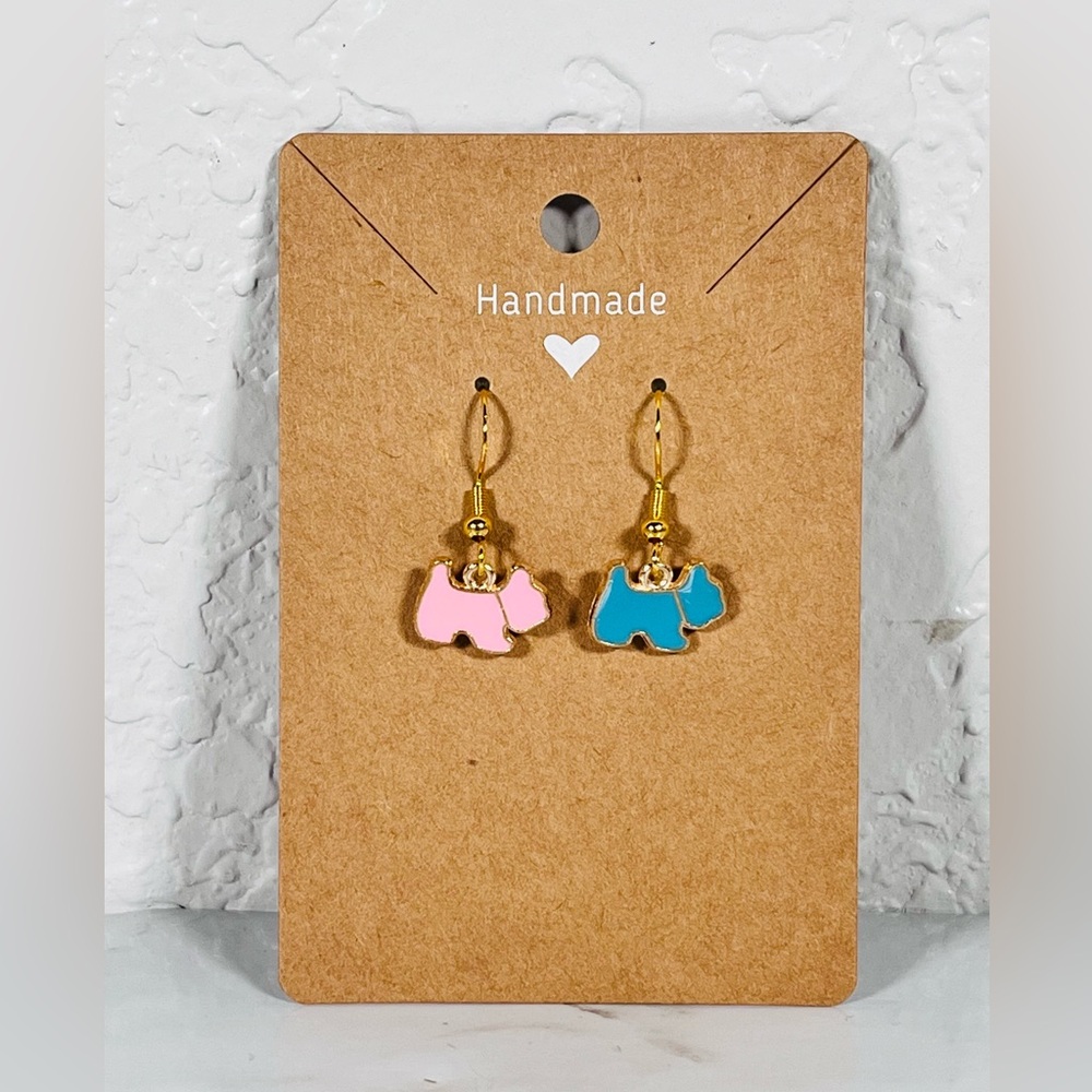 4/$20 Pink & Blue Dog Earrings - Picture 7 of 8
